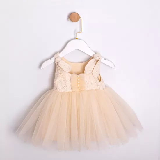Leonora İnci Detaylı Kız Bebek Tül Elbise
