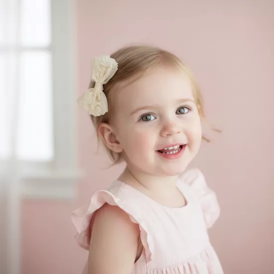 Ekru Güllü Fiyonk Kız Çocuk Toka