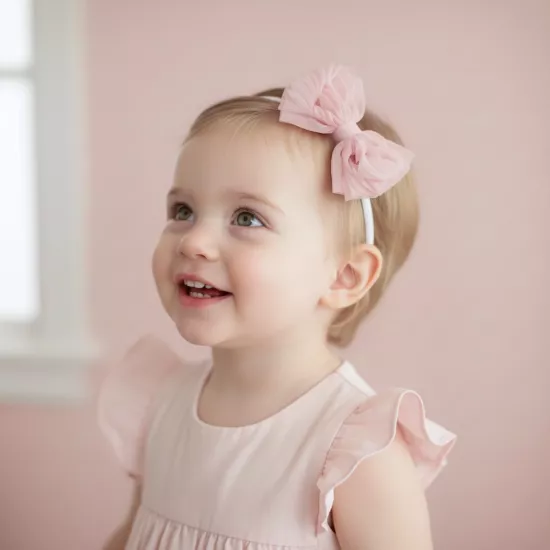 Pudra Güllü Fiyonk Kız Çocuk Taç