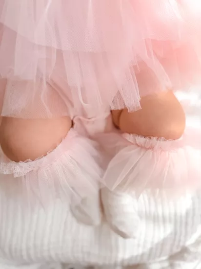 Sparkle Pudra Tül Kız Bebek Çorap