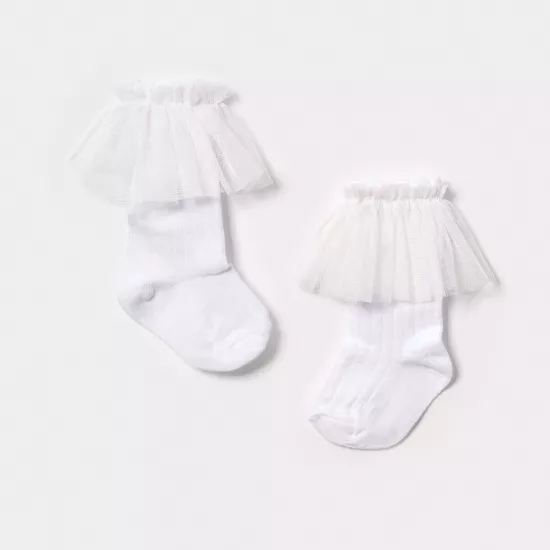 Sparkle Beyaz Tül Kız Bebek Çorap