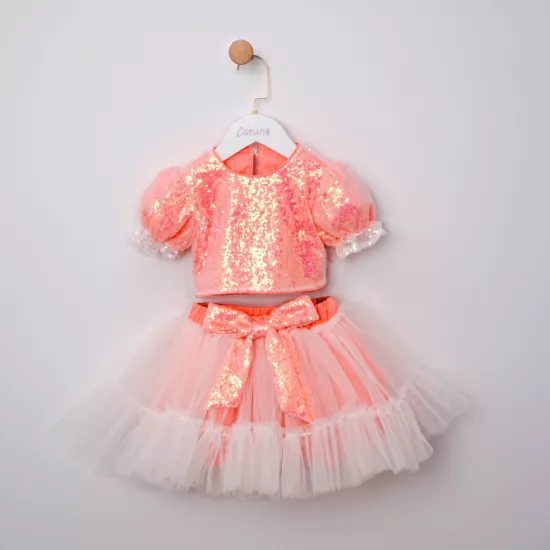 Carlotta Neon Pembe Pullu Kız Çocuk Takım