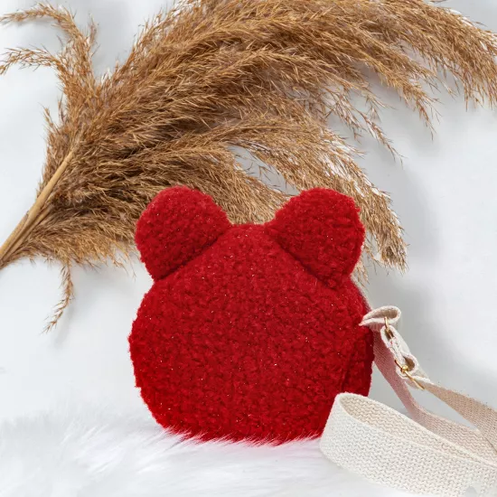 Kırmızı Peluş Kız Çocuk Çanta