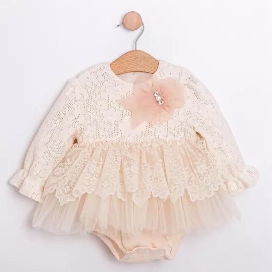 Gretta Dantel Fiyonklu Kız Bebek Romper