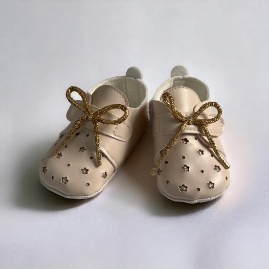 Krem Yıldızlı Kız Bebek Ayakkabı