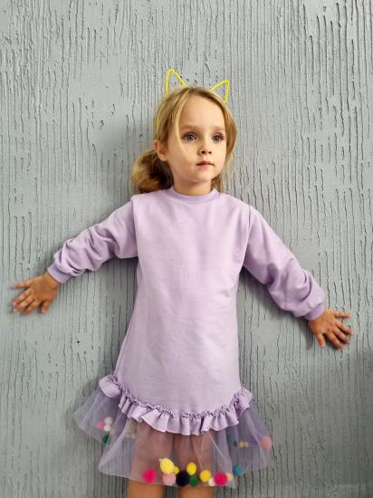 Lila Ponponlu Sweat Kız Çocuk Elbise