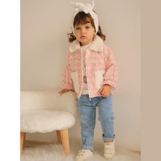 Yakası Peluş Tüvit Ceket 3’lü Takım