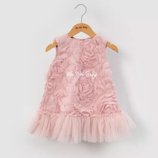 Clara Pudra Güllü Fiyonklu Kız Çocuk Elbise