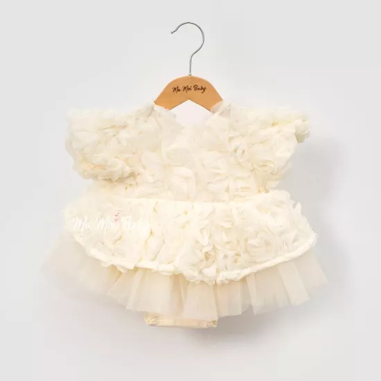 Audria Ekru Güllü Kız Bebek Romper