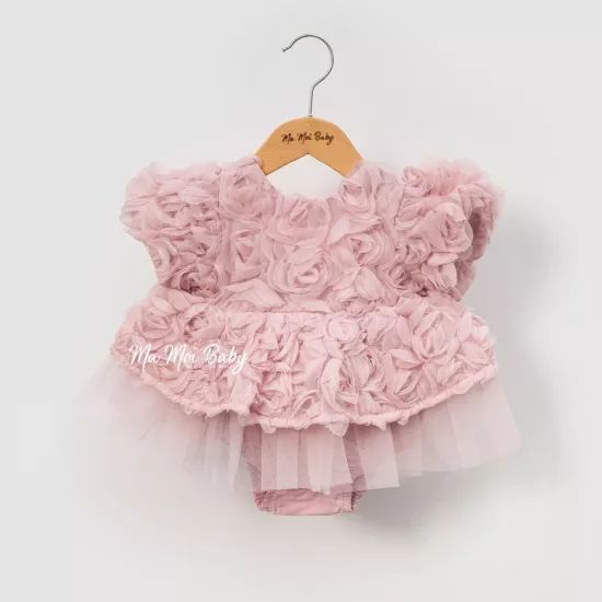 Audria Pudra Güllü Kız Bebek Romper