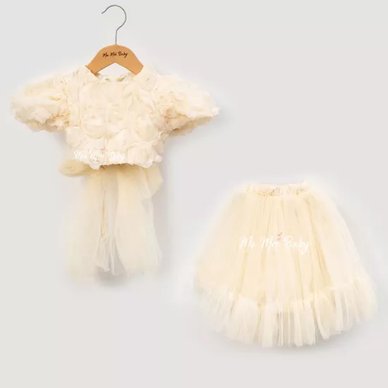 Ashley Ekru Güllü Kız Çocuk İkili Takım